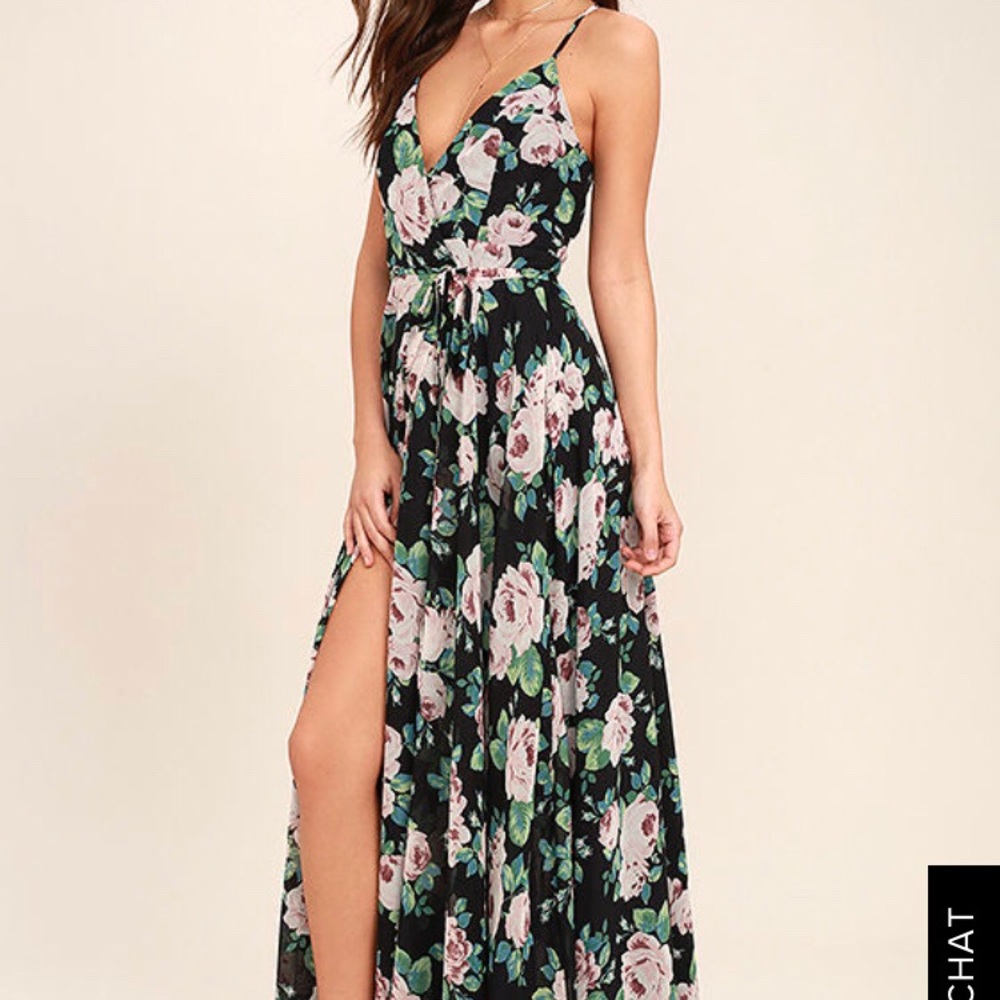 Black and pink floral dress